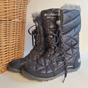 NWOT Columbia Black Powder Summit Quilted Snow Insulated Faux Fur Boots Size 7